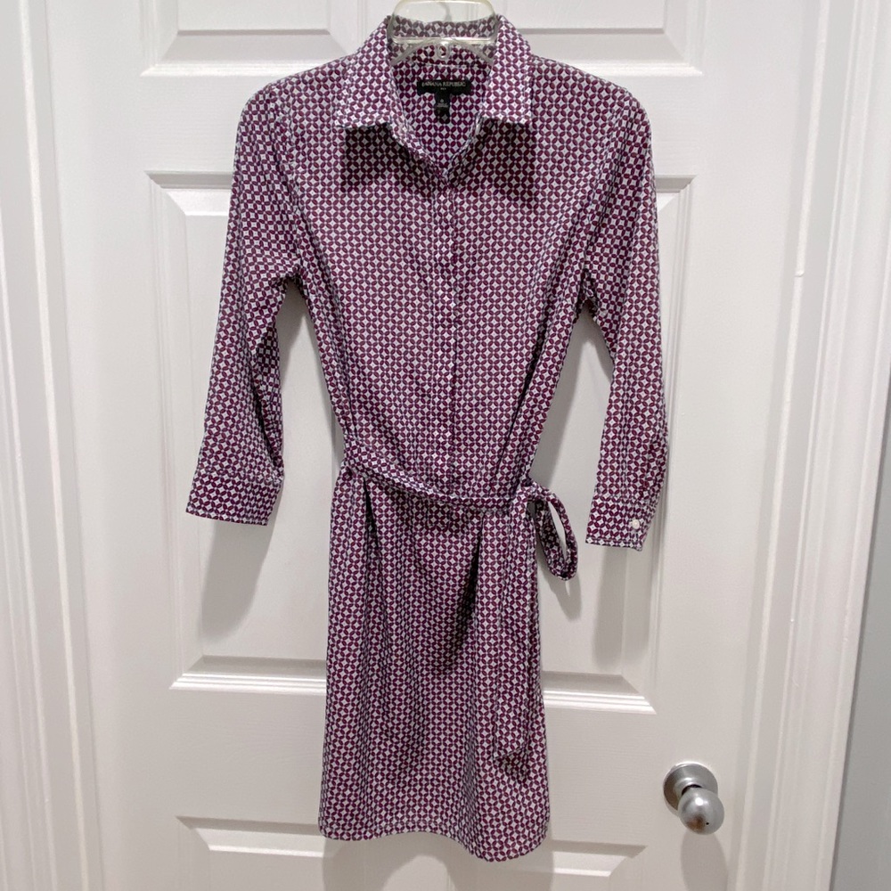 Banana Republic printed belted shirt dress.